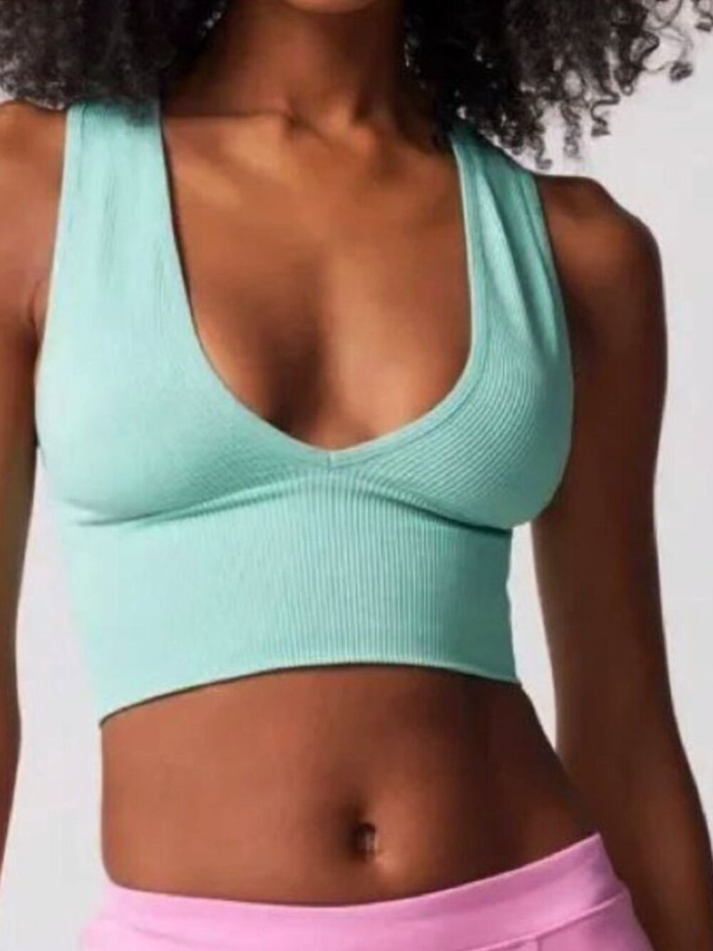 Urban Outfitters BDG Hailey Seamless Bra Low V Neck Crop Top